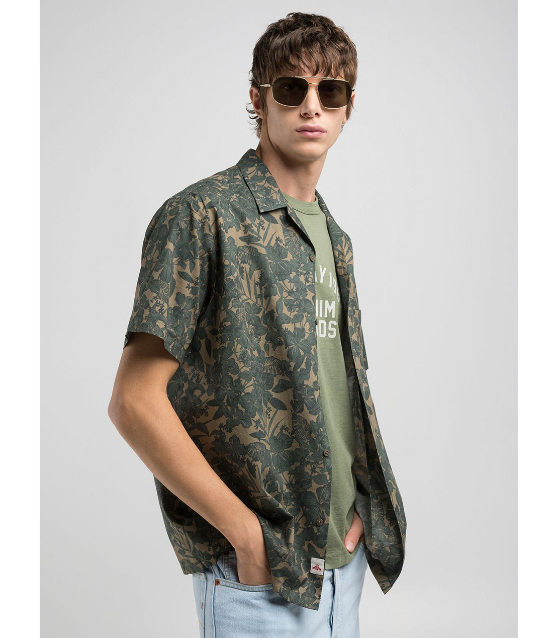 コットンポプリン ボタニカルアロハシャツ（セットアップモデル